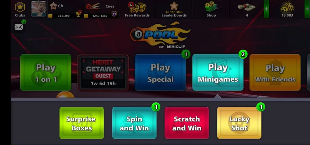 mini games in 8 ball pool