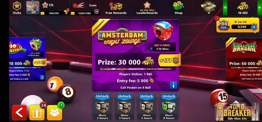 8 ball pool mod apk tournaments